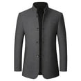 thumbnail image 1 of Iugvhana Men's Trench Coat Winter Wool Blend Pea Coat Slim Fit Single Breasted Business Suit Jacket Gray M, 1 of 8