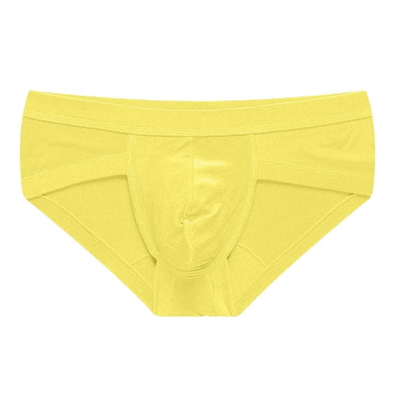 Iugvhana Men's Ultra-Thin Modal Briefs – Moisture-Wicking Low Rise Underwear, Smooth & Breathable for Everyday Comfort Yellow XL