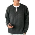 thumbnail image 1 of Iugvhana Men's V Neck Sweater Cable Knit Loose Solid Color Regular Fit Casual Long Sleeve Fall Sweaters Pullover Tops Black M, 1 of 6
