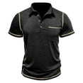 thumbnail image 1 of Iugvhana Men's Vintage Polo Shirts Pullover Casual Classic Fit 3 Button Collared Shirt Short Sleeve Tees with Pocket Black L, 1 of 5