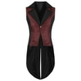 thumbnail image 1 of Iugvhana Men's Vintage Tailcoat Vest Jacket Gothic Medieval Button Down Lapel Frock Vests Uniform Court Dress Slim Long Sleeve Waistcoat Red#1 M, 1 of 9
