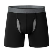 Iugvhana Men's Washable Incontinence Underwear – Leak-Proof Cotton Boxer Briefs, Elastic Wide Band for Secure Fit & Discreet Comfort Black XL