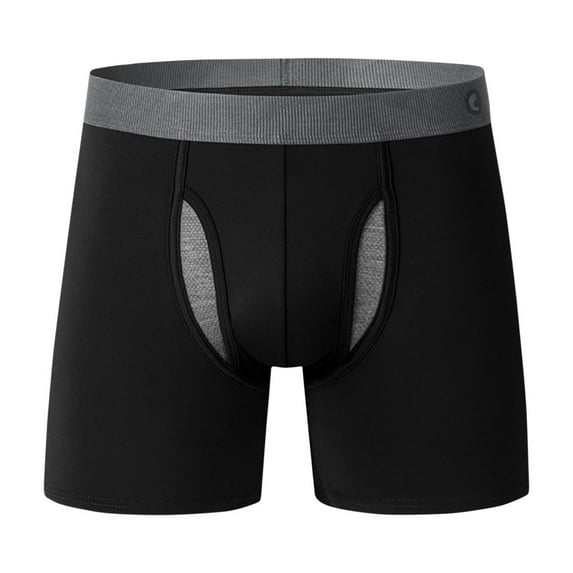 Iugvhana Men's Washable Incontinence Underwear – Leak-Proof Cotton Boxer Briefs, Elastic Wide Band for Secure Fit & Discreet Comfort Black XL