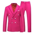 thumbnail image 1 of Iugvhana Mens 2 Piece Double Breasted Suit Set Slim Fit Tuxedo Blazer and Pants for Wedding Prom Business Lapel Big and Tall Loose Blazers Hot Pink XXXXL, 1 of 1