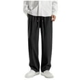 thumbnail image 1 of Iugvhana Mens Athletic Pants Straight Leg Quick Dry Running Training Pants Adjustable Drawstring Elastic Waist Jogger Pants with Pockets Black S, 1 of 2