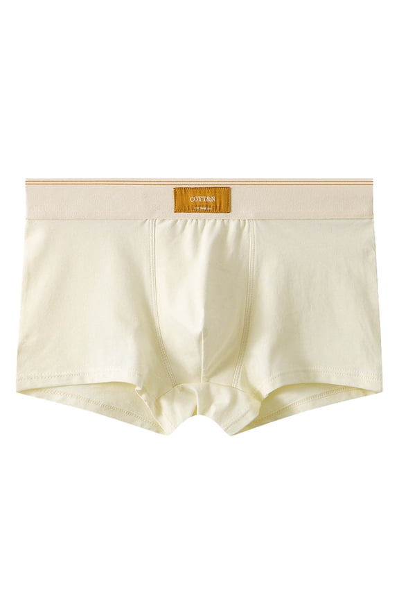 Mens Basic Solid Boxer Briefs 3 Inch Inseam Breathable and Supportive Underwear with Moisture-Wicking Fabric Beige L
