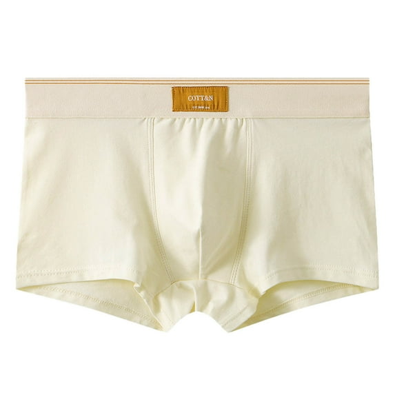 Iugvhana Mens Basic Solid Boxer Briefs 3 Inch Inseam Breathable and Supportive Underwear with Moisture-Wicking Fabric Beige XXXL