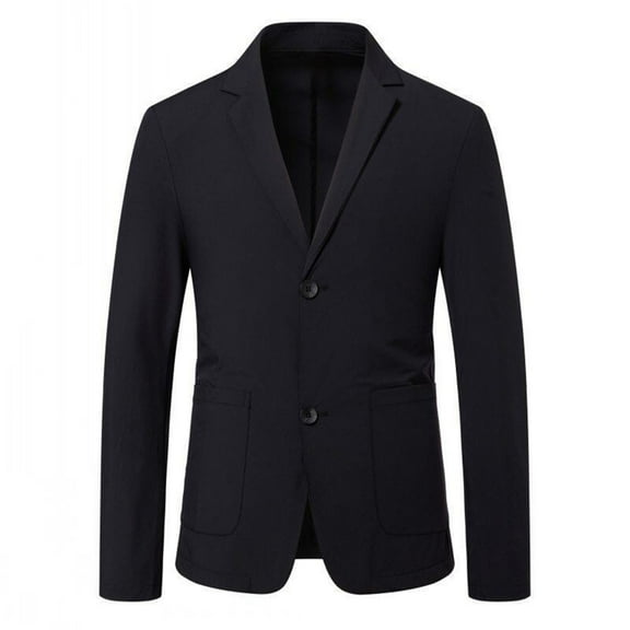 Iugvhana Mens Blazer Casual Two Button Sport Coats Notched Lapel Solid Suit Jackets Black XXXL
