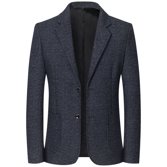 Iugvhana Mens Blazer Sport Coats Slim Casual Plaid Suit Jacket Business Two Buttons Blazers Long Sleeve Notch Lapel Formal Dress Suits Jackets Dark Gray XXL