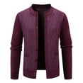 thumbnail image 1 of Iugvhana Mens Button Down Cardigan Sweater Slim Fit Fleece Lined Warm Sweater Casual Crewneck Long Sleeve Knit Sweater Cardigans Wine XXXL, 1 of 5