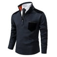 thumbnail image 1 of Iugvhana Mens Classic Fit Quarter Zipper Knitted Sweater Casual Splicing Slim Long Sleevee Stand Collar Sweaters Pullovers Navy XL, 1 of 8