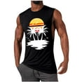 thumbnail image 1 of Iugvhana Mens Cotton Tank Top Tropical Hawaiian Beach Sunset Print Sleeveless Shirts Workout Muscle Tee Vacation T-Shirt Black M, 1 of 5