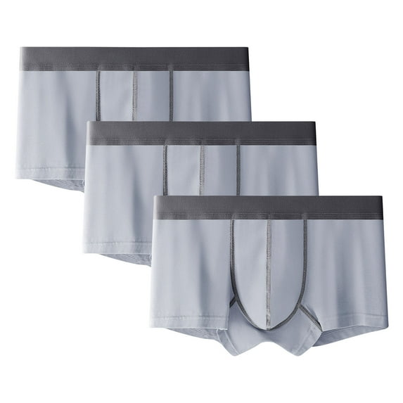 Iugvhana Mens Cotton Underwear Breathable Soft Trunk Boxer Briefs Comfortable Viscose Underwear 3 or 4 Packs Gray XXXL