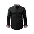thumbnail image 1 of Iugvhana Mens Dress Shirts Casual Business Formal Office Shirt Wrinkle-Free Button Collared Long Sleeve Slim Shirts Black#1 XXL, 1 of 1