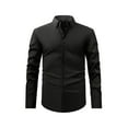 thumbnail image 1 of Iugvhana Mens Dress Shirts Casual Business Formal Office Shirt Wrinkle-Free Button Collared Long Sleeve Slim Shirts Black XXL, 1 of 1