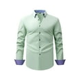 thumbnail image 1 of Iugvhana Mens Dress Shirts Casual Business Formal Office Shirt Wrinkle-Free Button Collared Long Sleeve Slim Shirts Light Green#1 M, 1 of 1
