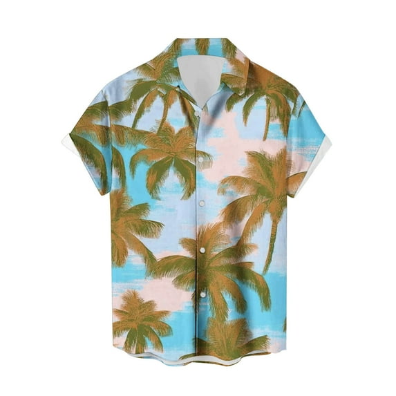 Iugvhana Mens Hawaiian Shirt Short Sleeve Button Down Shirts Tropical Summer Beach Shirts Casual Floral Aloha Shirts Green XXL