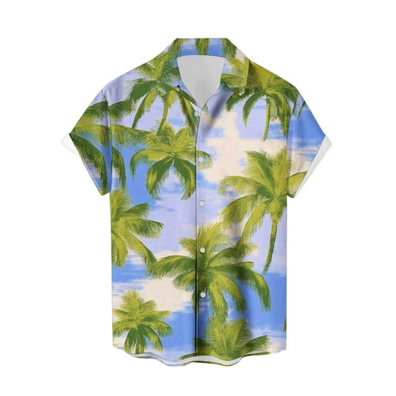 Iugvhana Mens Hawaiian Shirt Short Sleeve Button Down Shirts Tropical Summer Beach Shirts Casual Floral Aloha Shirts Mint Green S