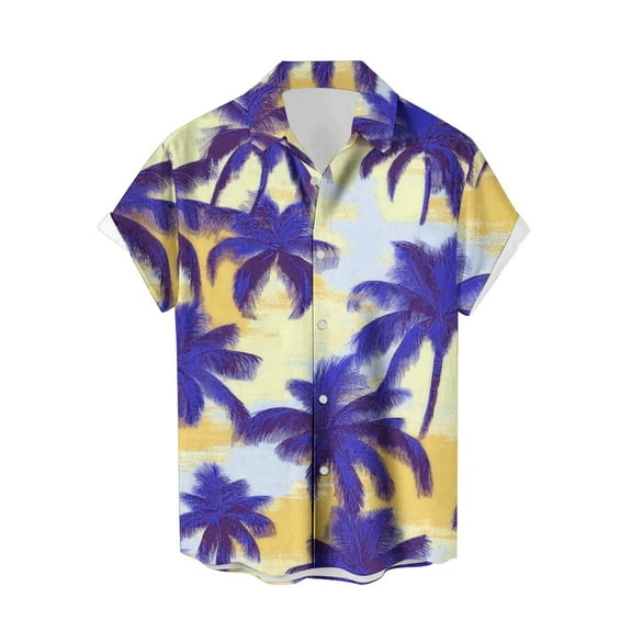 Iugvhana Mens Hawaiian Shirt Short Sleeve Button Down Shirts Tropical Summer Beach Shirts Casual Floral Aloha Shirts Purple#1 XXXXXL