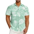 thumbnail image 1 of Iugvhana Mens Hawaiian Summer Beach Shirts Casual Short Sleeve Shirt Floral Button Down Tropical Holiday Shirts Top Mint Green XXL, 1 of 5