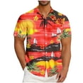 thumbnail image 1 of Iugvhana Mens Hawaiian Summer Beach Shirts Casual Short Sleeve Shirt Floral Button Down Tropical Holiday Shirts Top Red XXXXXL, 1 of 5