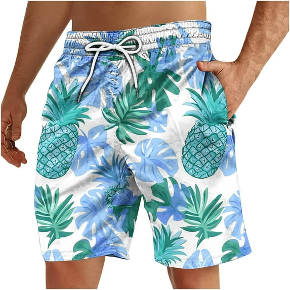 Iugvhana Mens Hawaiian Swim Trunks Summer Tropical Floral Board Shorts Beach Swimwear Bathing Suit with Pockets Green XXXL