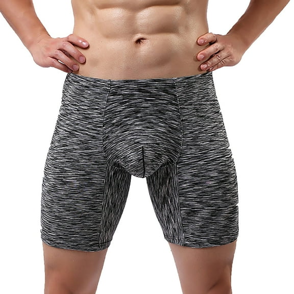 Iugvhana Mens Long Boxer Briefs with Fly – 9” Inseam with Breathable and Comfortable Cotton Fabric Moisture-Wicking Black M