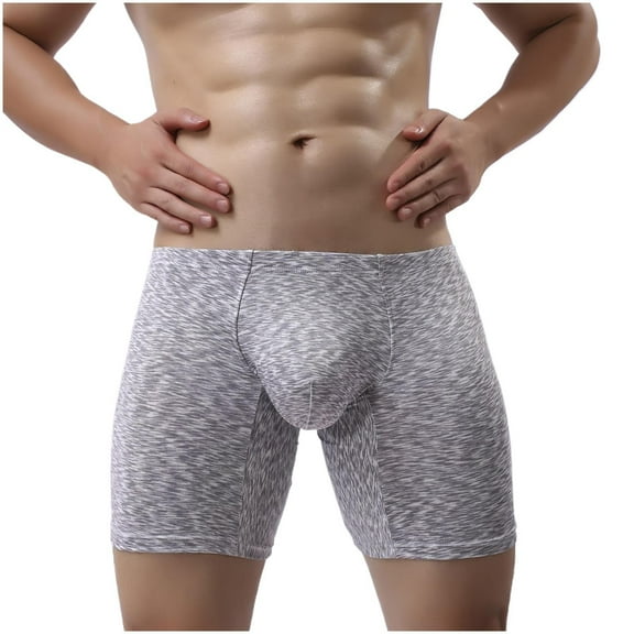 Iugvhana Mens Long Boxer Briefs with Fly – 9” Inseam with Breathable and Comfortable Cotton Fabric Moisture-Wicking Gray M