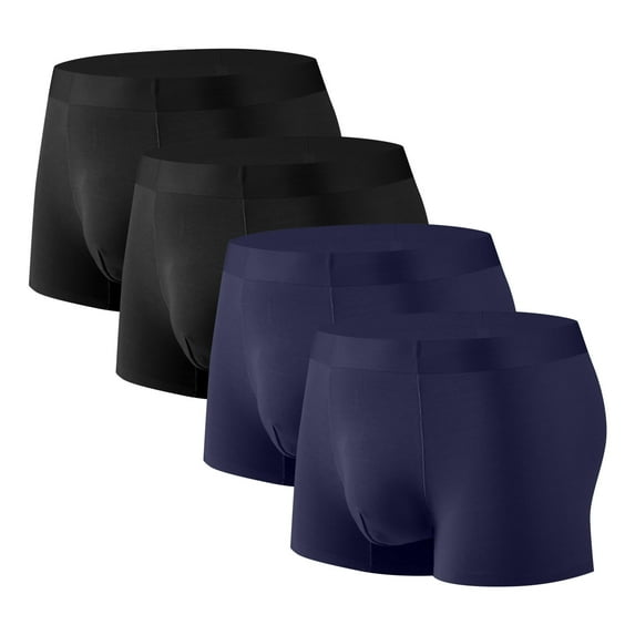 Iugvhana Mens Modal Boxer Briefs – Moisture-Wicking & Breathable Trunks, 4-Pack for Comfortable Everyday Wear Dark Blue XXXXL