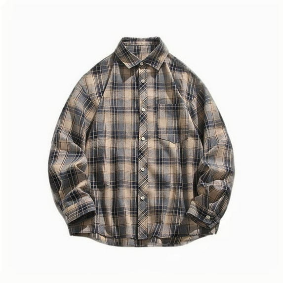 Iugvhana Mens Oversized Flannel Shirt Long Sleeve Plaid Flannel Shirt Loose Casual Button Down Shirts Relaxed Fit Navy#2 XL