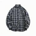 thumbnail image 1 of Iugvhana Mens Oversized Flannel Shirt Long Sleeve Plaid Flannel Shirt Loose Casual Button Down Shirts Relaxed Fit Navy XXXXXL, 1 of 4