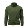 thumbnail image 1 of Iugvhana Mens Polar Fleece Sweatshirt Warm Winter Half Zip Pullover Sweatshirts Casual Stand Collar Long Sleeve Tops Army Green XL, 1 of 3