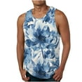 thumbnail image 1 of Iugvhana Mens Retro Hawaiian Print Tank Tops Beach Summer Sleeveless Shirts Casual Vacation Tanks Muscle Gym Tank Top White#1 S, 1 of 4