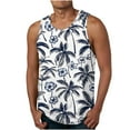 thumbnail image 1 of Iugvhana Mens Retro Hawaiian Print Tank Tops Beach Summer Sleeveless Shirts Casual Vacation Tanks Muscle Gym Tank Top White#4 M, 1 of 4