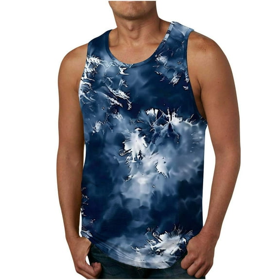 Iugvhana Mens Retro Hawaiian Print Tank Tops Beach Summer Sleeveless Shirts Casual Vacation Tanks Muscle Gym Tank Top White#7 M