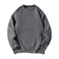 thumbnail image 1 of Iugvhana Mens Round Neck Ripped Hole Knit Sweaters Loose Fit Casual Knitted Pullover Sweater Autumn Winter Long Sleeve Clothing Dark Gray XXL, 1 of 3