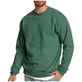 thumbnail image 1 of Iugvhana Mens Round Neck Sweatshirts Casual Solid Color Regular Fit Long Sleeve Pullover Fleece Sweatshirt Top Army Green XXL, 1 of 8