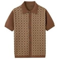 thumbnail image 1 of Iugvhana Mens Short Sleeve Pattern Knit Polo Shirt Breathable Button Down Beach Shirts for Men Casual Summer Shirt Brown XXXL, 1 of 8