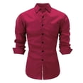thumbnail image 1 of Iugvhana Mens Slim Fit Business Dress Shirts Casual Long Sleeve Lapel Solid Color Shirt Top Lightweight Button Blouses Wine L, 1 of 7