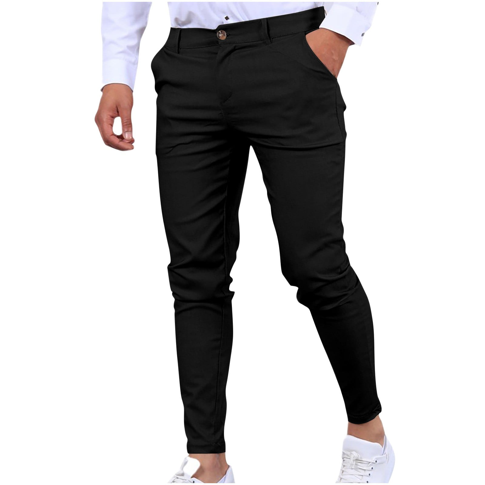 Iugvhana Mens Slim Fit Dress Pants Stretch Casual Business Office Work ...