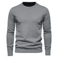 thumbnail image 1 of Iugvhana Mens Solid Color Crewneck Sweater Casual Base Knit Pullover Sweater Drop Shoulder Fashion Knitted Sweaters Gray L, 1 of 4