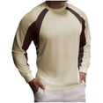 thumbnail image 1 of Iugvhana Mens Sports Shirt Long Sleeve Crew Neck Training Athletic Running Tops Workout Pullover Splice Base Layers T-Shirt Khaki L, 1 of 5