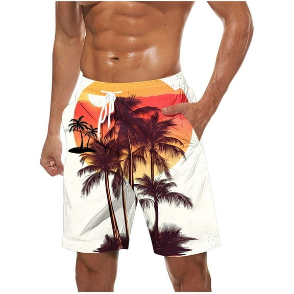 Iugvhana Mens Swim Trunks Shorts, Quick Dry Mens Boardshorts, Hawaiian Summer Beach Mens Bathing Suits with Drawstring Brown XXXXXL