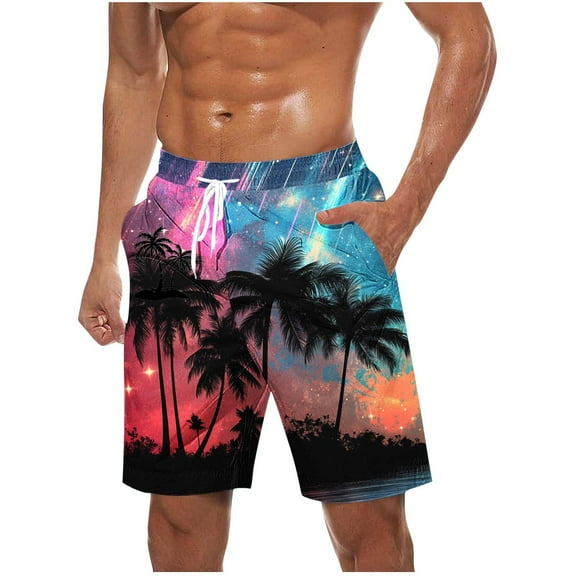 Iugvhana Mens Swimming Trunks Quick-Drying Breathable Beach Board Shorts Hawaiian Print Swimwear Bathing Suits Swim Shorts Swimsuit Multicolor01 S