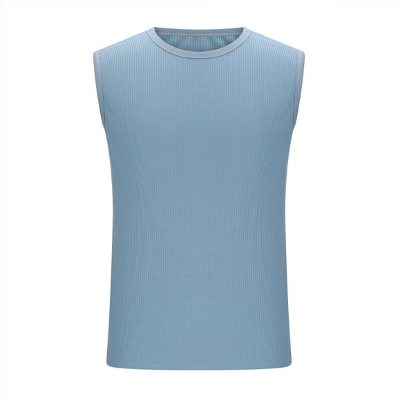 Iugvhana Mens Workout Mesh Quick-Dry Muscle Gym Tanks Breathable Sleeveless Tank Tops for Gym Bodybuilding Training Light Blue L