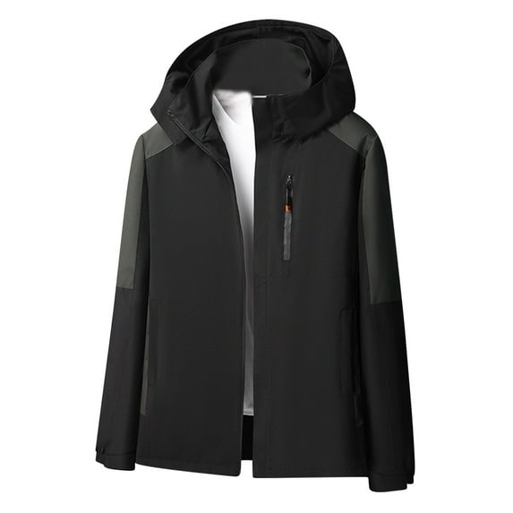 Iugvhana Outdoors Jackets for Men Autumn Spring Hiking Bike Windproof Hooded Sports Windbreaker Coats Plus Size Loose Fit Jacket Black XXXXL