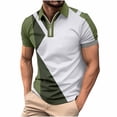 thumbnail image 1 of Iugvhana Polo Shirt for Men Short Sleeve Zipper Golf Polo Moisture Wicking Collared Tennis T-Shirt Tops Workout Tee Army Green XL, 1 of 2