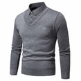thumbnail image 1 of Iugvhana Pullover Sweater for Men Business Casual Button Up Lapel Fake Two Knitted Sweater Long Sleeve Slim Fit Sweaters Dark Gray L, 1 of 8