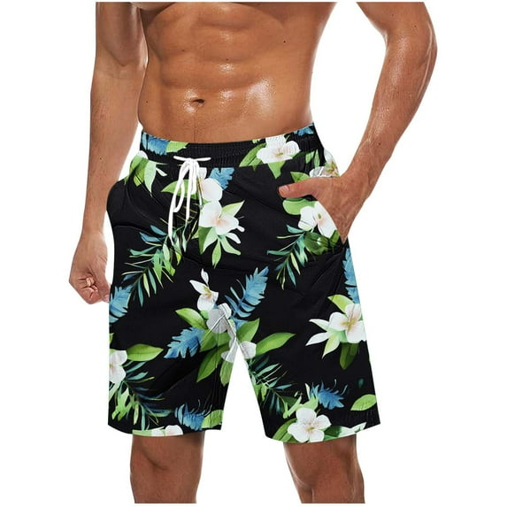 Iugvhana Quick-Dry Swim Trunks - Comfortable Mens Boardshorts, Variety of Tropical & Classic Designs Hawaiian Shorts Green#2 XXXXL