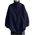 thumbnail image 1 of Iugvhana Relaxed Fit Turtleneck Sweaters for Men Long Sleeve Casual Solid Knitted High Neck Pullover Sweater Navy XXL, 1 of 3